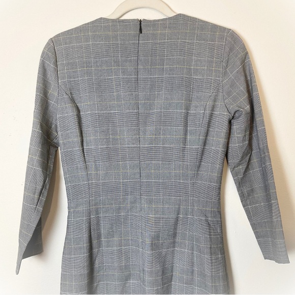 Mango MNG Gray Shift Dress Plaid Long Sleeve Knee Length 4 - Picture 10 of 13